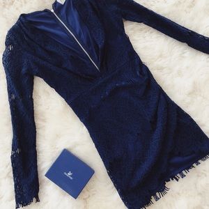 Navy deep V cut dress